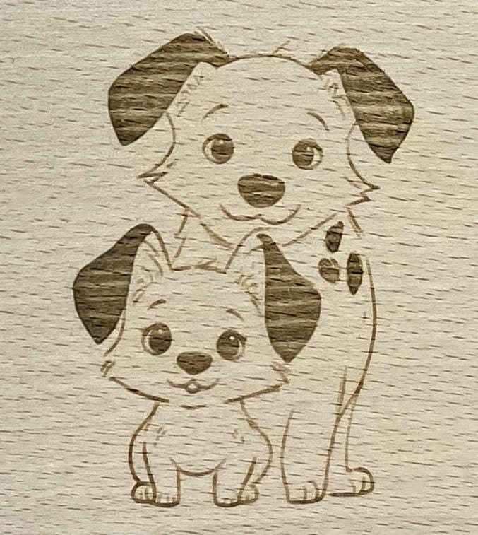 Holzbrettchen für Kinder, Gravur Hunde, Frühstücksbrettchen mit Namen, Holzbrett Geschenk Kinder, personalisiertes Brettchen, Schneidebrett