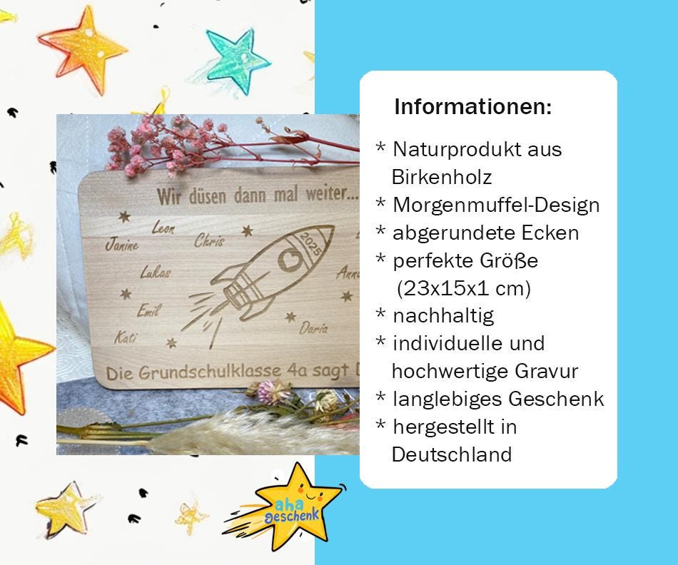Frühstücksbrett Abschied Grundschule, Schneidebrett Vorschulkinder, Holzbrett Dankeschön Klassenlehrer, Danke Kindergarten, Geschenk Hort