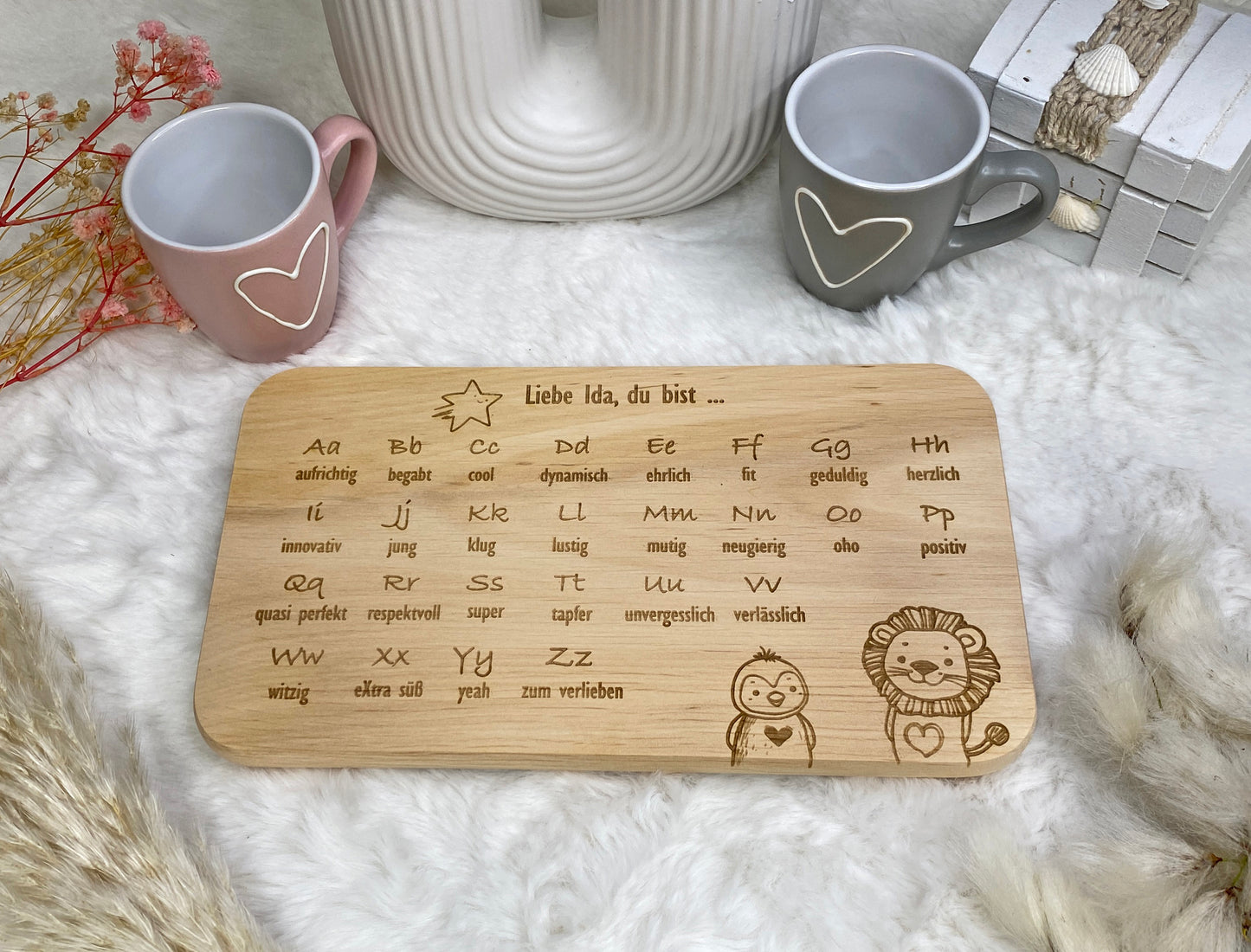 Holzbrett zur Schuleinführung, Küchenbrett Schulkind, Frühstücksbrett ABC, Frühstücksbrettchen personalisiert, Brettchen Holz Schulanfang