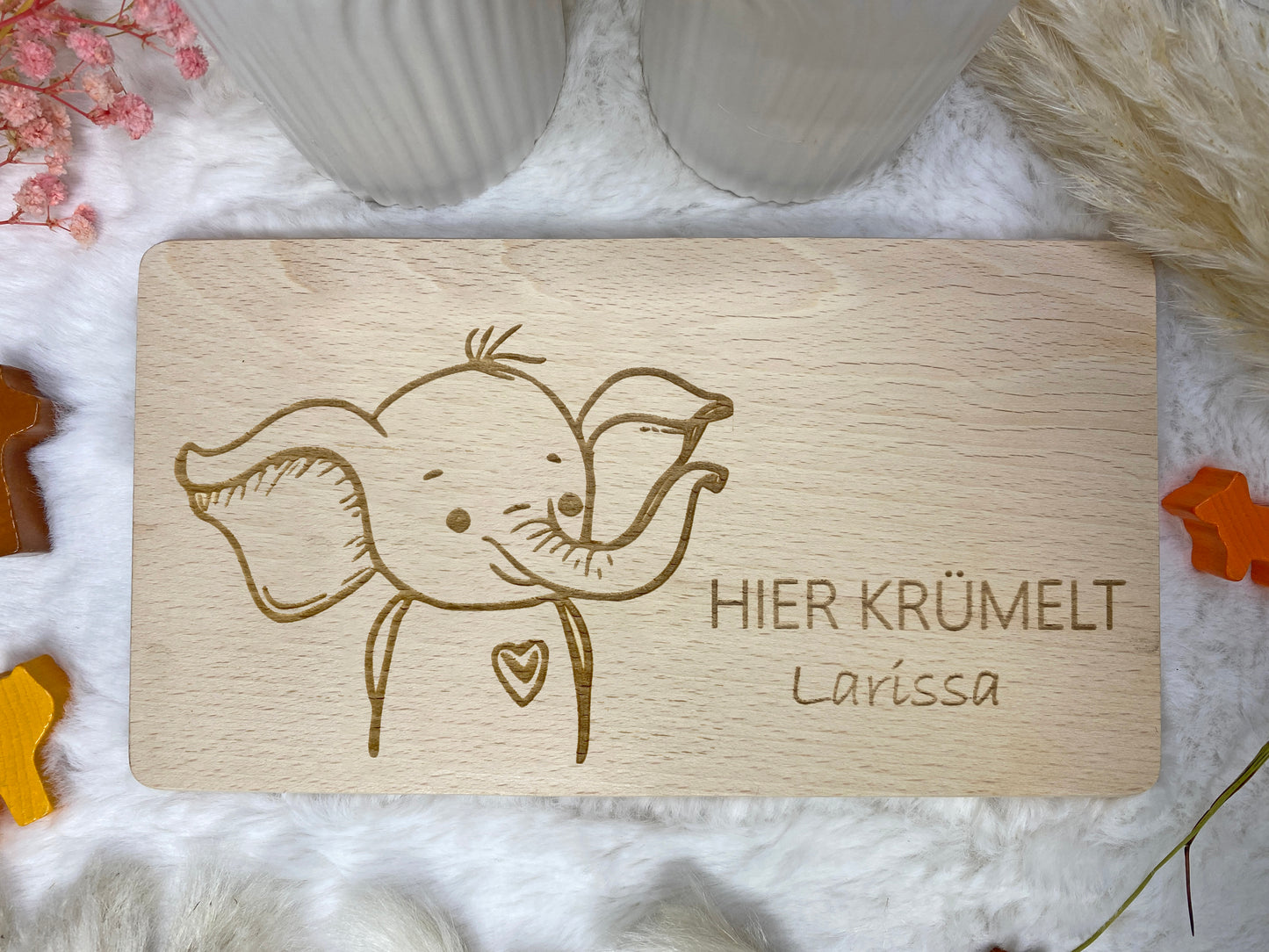 Frühstücksbrettchen personalisiert, Holzbrettchen für Kinder mit Namensgravur, Schneidebrettchen aus Holz mit Tier, Vesper Brettchen