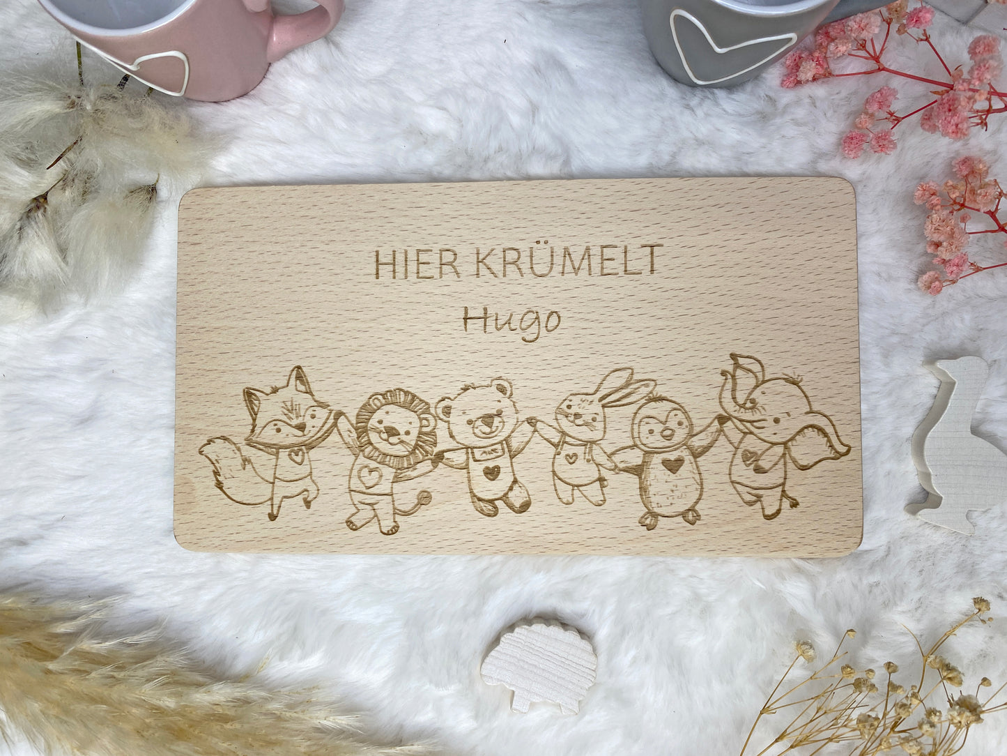 Frühstücksbrett Gravur mit Name, Kinder Essen Holzbrett, Schneidebrett personalisiert zum Geburtstag, Kinder Brettchen aus Holz graviert