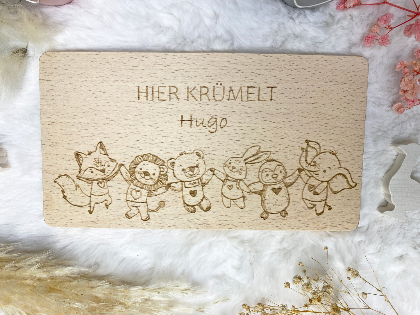 Frühstücksbrett Gravur mit Name, Kinder Essen Holzbrett, Schneidebrett personalisiert zum Geburtstag, Kinder Brettchen aus Holz graviert