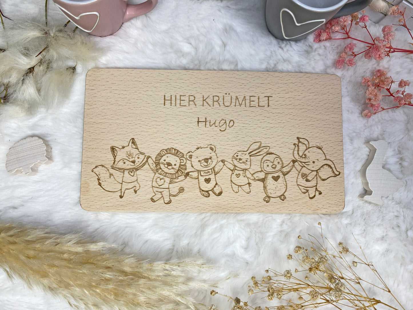 Frühstücksbrett Gravur mit Name, Kinder Essen Holzbrett, Schneidebrett personalisiert zum Geburtstag, Kinder Brettchen aus Holz graviert