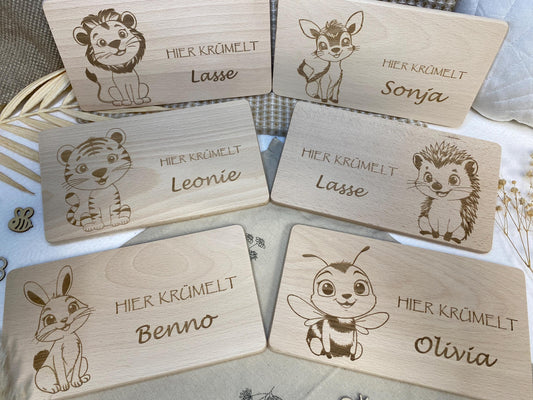 Holzbrettchen für Kinder mit Gravur, Frühstücksbrettchen mit Namen, Holzbrett Geschenk Kinder, personalisiertes Brettchen, Schneidebrettchen