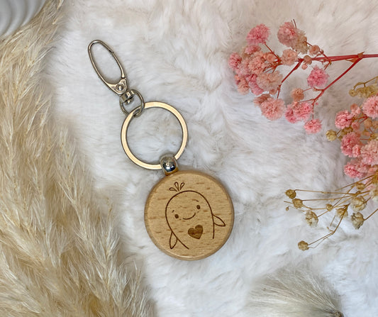 personalisierbarer Schlüsselanhänger aus Holz, Tier Motiv + Name, Ranzenanhänger graviert, Anhänger zur Schuleinführung, Rücksackanhänger