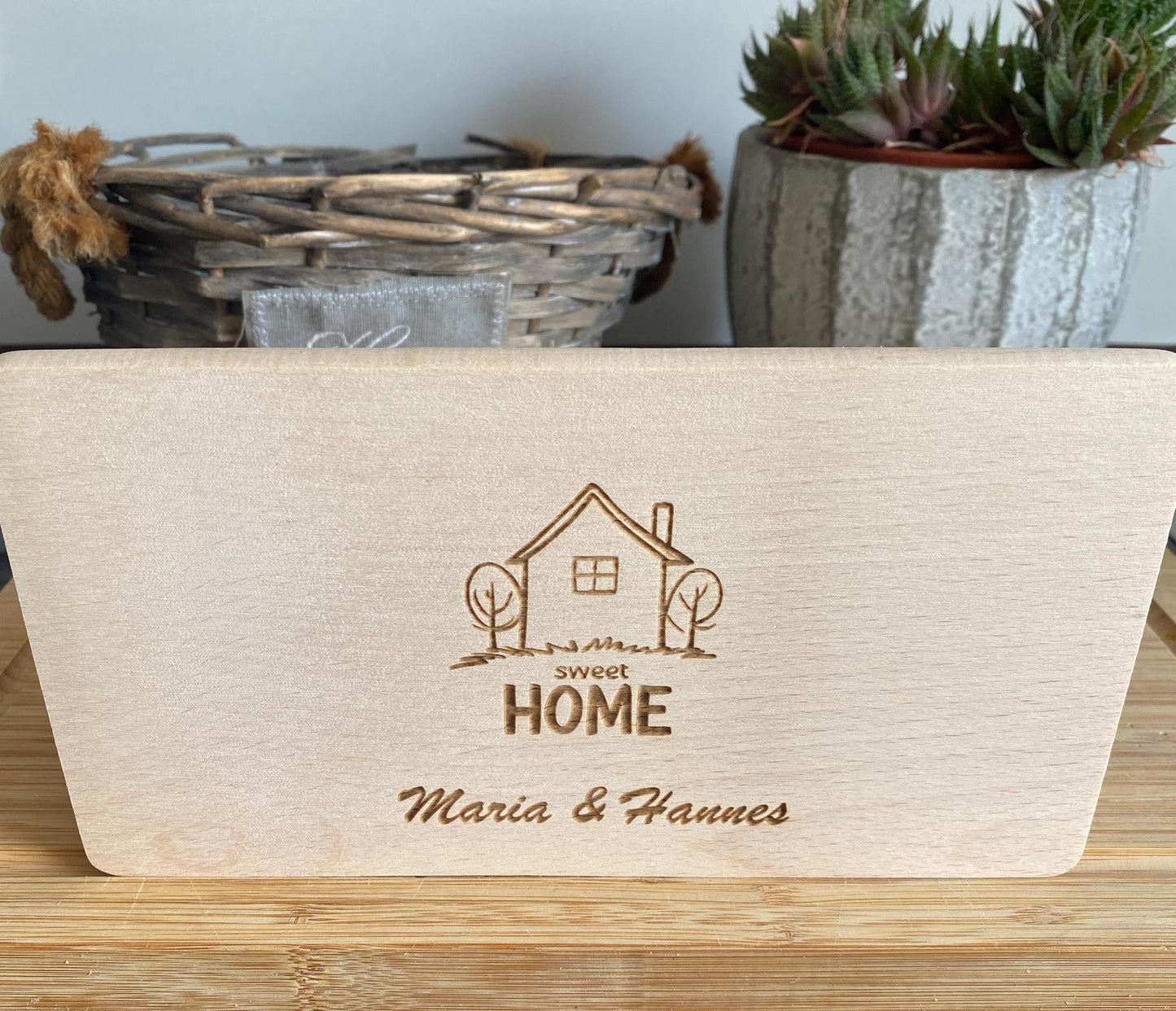 Holz-Schneidebrett erste Wohnung, Einzugsgeschenk, Schneidebrettchen zum Umzug, Sweet Home Gravur