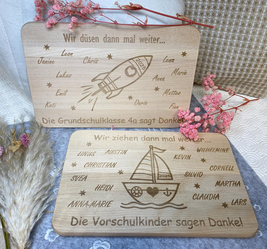 Frühstücksbrett Abschied Grundschule, Schneidebrett Vorschulkinder, Holzbrett Dankeschön Klassenlehrer, Danke Kindergarten, Geschenk Hort