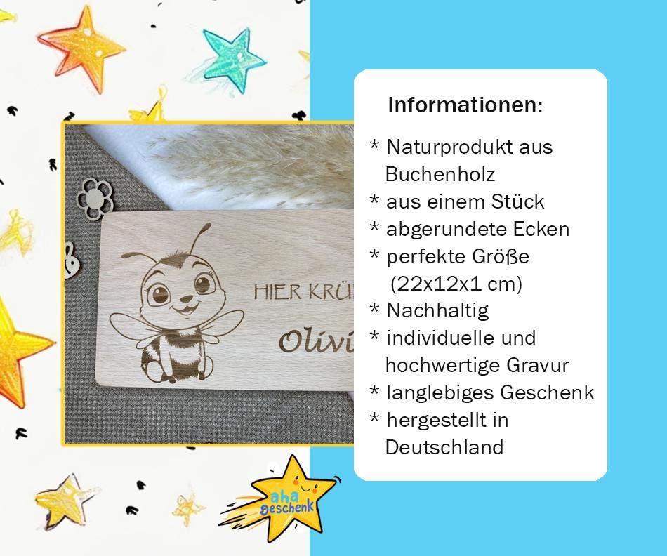 Holzbrettchen für Kinder mit Gravur, Frühstücksbrettchen mit Namen, Holzbrett Geschenk Kinder, personalisiertes Brettchen, Schneidebrettchen